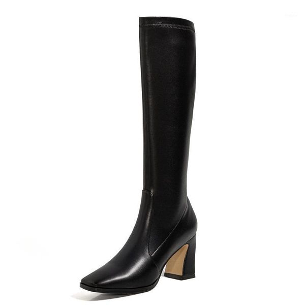 simple and versatile beige microfiber leather stretch boots square toe side zipper profiled heel fashion mesh knee-length boots1, Black
simple and versatile beige microfiber leather stretch boots square toe side zipper profiled heel fashion mesh knee-length boots1, Black