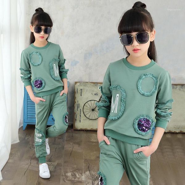 children clothing new spring teen girls clothes set sequin long sleeve +pants 2 pcs kids tracksuit girls sports suits 4-13 y1, White
children clothing new spring teen girls clothes set sequin long sleeve +pants 2 pcs kids tracksuit girls sports suits 4-13 y1, White