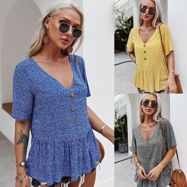 neck tshirt button stacked short sleeve summer tshirt ladies loose casual clothes women floral v, White
neck tshirt button stacked short sleeve summer tshirt ladies loose casual clothes women floral v, White