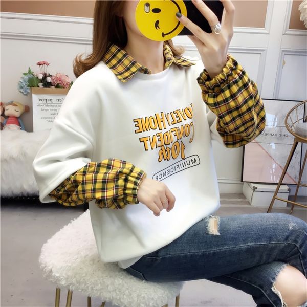 wvap1 high school student sweater quality super soft good girl fake two-piece plaid coatkorean plus velvetstyle coat sweater collar style lo, Black
wvap1 high school student sweater quality super soft good girl fake two-piece plaid coatkorean plus velvetstyle coat sweater collar style lo, Black