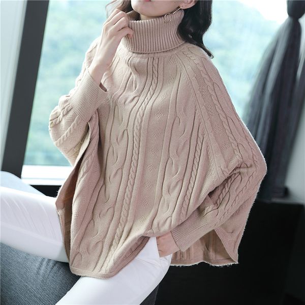 2020 female wrap swing cape autumn and winter new lazy wind women's high collar pullover twist bat sweater women's sweater lady lj, White;black
2020 female wrap swing cape autumn and winter new lazy wind women's high collar pullover twist bat sweater women's sweater lady lj, White;black