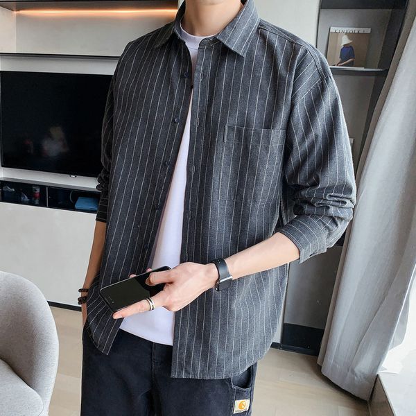 2021 brand spring autumn long sleeves new flannel collar korea styles shirt for men's striped harajuku clothing 2tam, White;black
2021 brand spring autumn long sleeves new flannel collar korea styles shirt for men's striped harajuku clothing 2tam, White;black