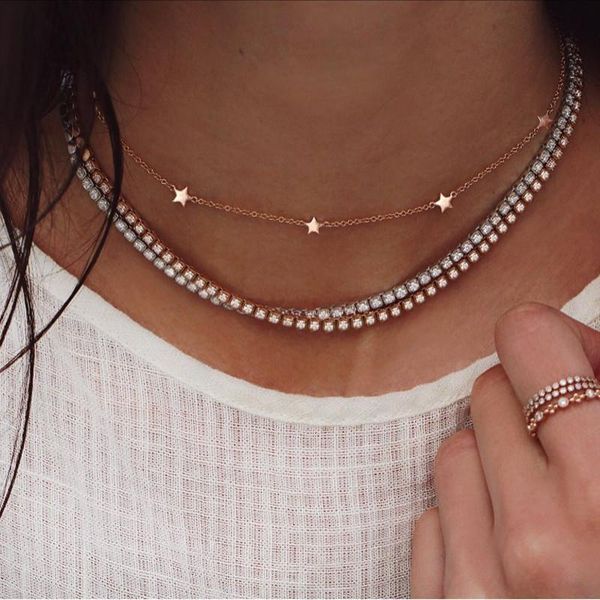 alyxuy trendy gold color choker necklace short multilayer crystal star pendant chain necklace for women fashion jewelry, Silver
alyxuy trendy gold color choker necklace short multilayer crystal star pendant chain necklace for women fashion jewelry, Silver