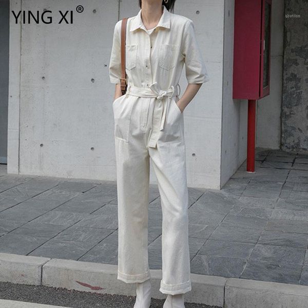 women's jumpsuits & rompers ying xi 2021 spring casual koso bodysuit jeans loose solid turn-down collar short sleeve drawstring zipper, Black;white
women's jumpsuits & rompers ying xi 2021 spring casual koso bodysuit jeans loose solid turn-down collar short sleeve drawstring zipper, Black;white