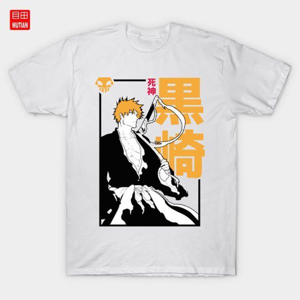 

men's t-shirts bleach ichigo t-shirt japan kurosaki soul society japanese kanji manga gotei 13 reaper anime1, White;black