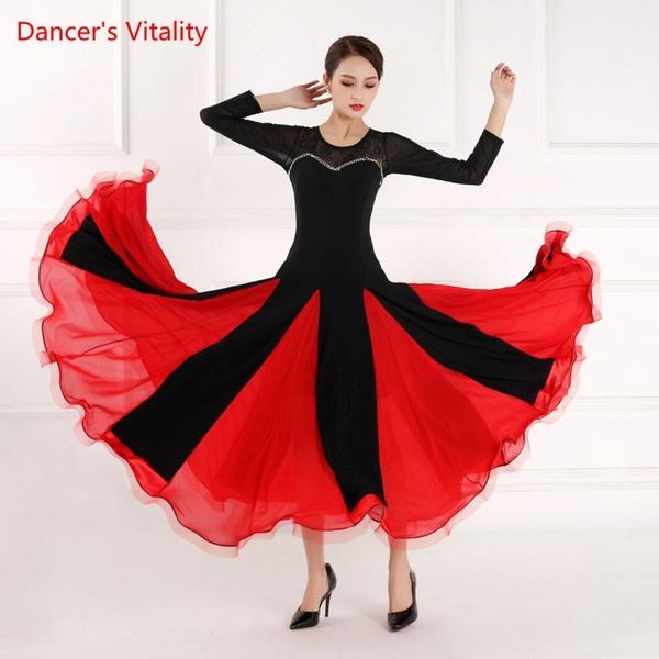 national standard dance practice clothes new female dress modern ballroom dancing profession performance skirt1, Black;red
national standard dance practice clothes new female dress modern ballroom dancing profession performance skirt1, Black;red