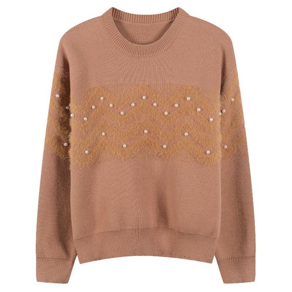 2021 spring summer women sweaters and pullovers fashion knitwear oversized pearl jumper jersey long sleeve female clothes, White;black 
2021 spring summer women sweaters and pullovers fashion knitwear oversized pearl jumper jersey long sleeve female clothes, White;black
