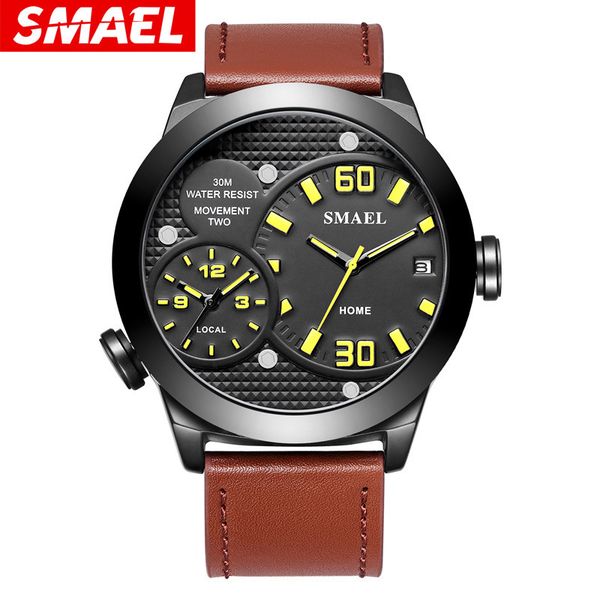 smael new watch outdoor sports double movement calendar multi function waterproof men's quartz watch, Slivery;brown
smael new watch outdoor sports double movement calendar multi function waterproof men's quartz watch, Slivery;brown