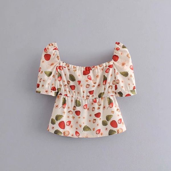 2021 new beautiful ladies strawberry holographic printing collar word short sleeve chiffon woman's coat shirt hlsb, White
2021 new beautiful ladies strawberry holographic printing collar word short sleeve chiffon woman's coat shirt hlsb, White