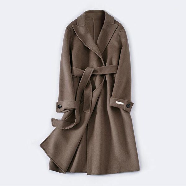 estenala solid color 100% wool long coat women loose casual long sleeve sashes outerwear double breasted chic ladies overcoat1, Black
estenala solid color 100% wool long coat women loose casual long sleeve sashes outerwear double breasted chic ladies overcoat1, Black