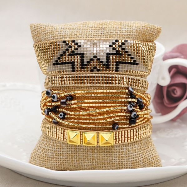 cqtdm ins versatile beaded trend fashion suit miyuki rice beads woven geometric bracelet multi-layer beaded beadedbracelet beads jommh, Golden;silver
cqtdm ins versatile beaded trend fashion suit miyuki rice beads woven geometric bracelet multi-layer beaded beadedbracelet beads jommh, Golden;silver