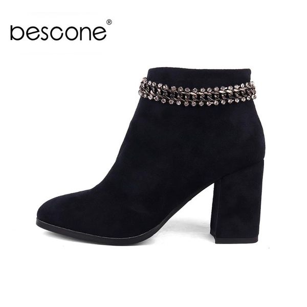 bescone fashion women mid-calf boots winter warm stylish chain high heel shoes black pointed toe square heel ladies boots by144
bescone fashion women mid-calf boots winter warm stylish chain high heel shoes black pointed toe square heel ladies boots by144