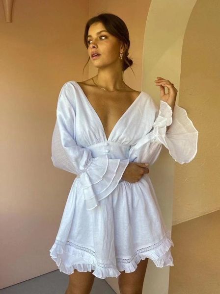 casual dresses australian niche original single white girly iinen v-neck dew-back ruffled mini dress, Black;gray
casual dresses australian niche original single white girly iinen v-neck dew-back ruffled mini dress, Black;gray