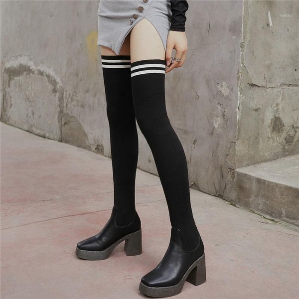 boots thigh high shoes women cow leather heel over the knee motorcycle female stretchy knitting platform pumps shoes1, Black
boots thigh high shoes women cow leather heel over the knee motorcycle female stretchy knitting platform pumps shoes1, Black