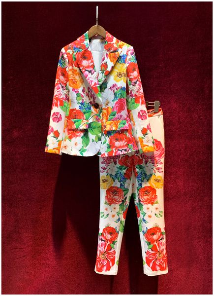 european and american women's clothing new 2021 spring floral print coat with long sleeves nine minutes of pants fashion suits, White
european and american women's clothing new 2021 spring floral print coat with long sleeves nine minutes of pants fashion suits, White