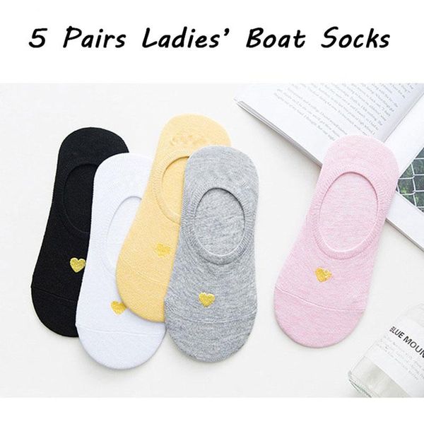 socks & hosiery 5 pairs of boat comfortable ladies candy color tide silicone non-slip love embroidery invisible, Black;white 
socks & hosiery 5 pairs of boat comfortable ladies candy color tide silicone non-slip love embroidery invisible, Black;white