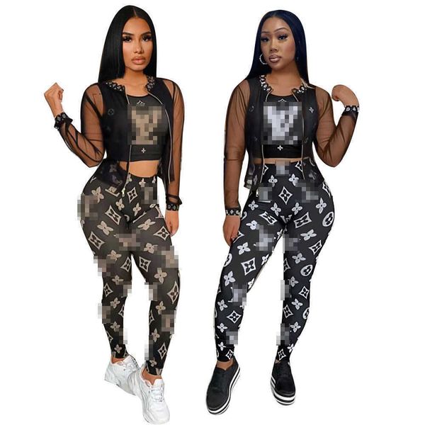 lywd women's 3 piece pant suit mesh coat printed long sleeve temperament tank top, White
lywd women's 3 piece pant suit mesh coat printed long sleeve temperament tank top, White