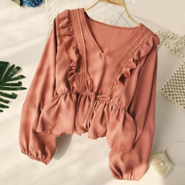 spring autumn long puff sleeve women blouse shirt v neck solid slim drawstring sash ruffles ladies shirts women and blouses, White
spring autumn long puff sleeve women blouse shirt v neck solid slim drawstring sash ruffles ladies shirts women and blouses, White