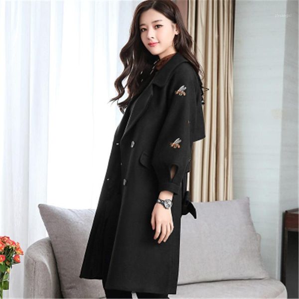 fashion lantern sleeveless woolen jacket 2019 winter new korean embroidered slim long woolen coat for women with belt z1131, Black
fashion lantern sleeveless woolen jacket 2019 winter new korean embroidered slim long woolen coat for women with belt z1131, Black
