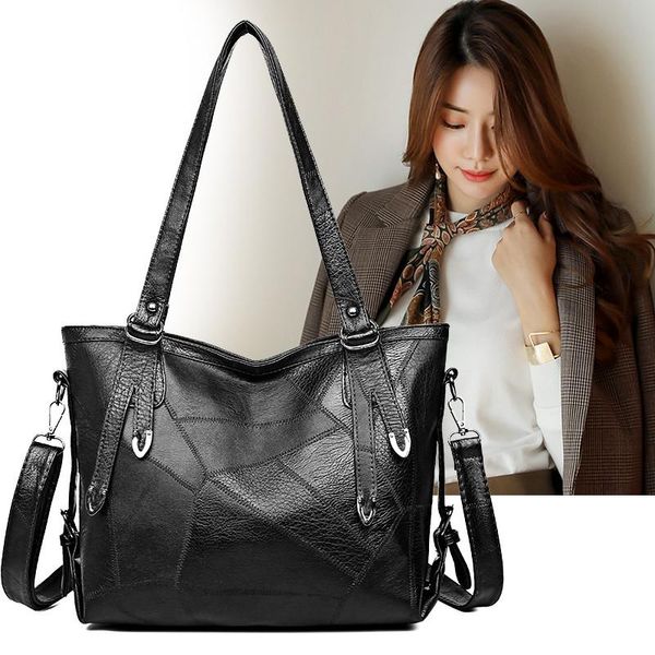 large women handbags casual totes soft black patchwork pu leather female shoulder bag for ladies luxury designer handle bags
large women handbags casual totes soft black patchwork pu leather female shoulder bag for ladies luxury designer handle bags