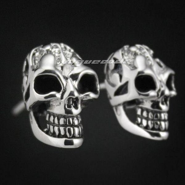 925 sterling silver smille skull mens biker rocker stud earring 8m005, Golden;silver
925 sterling silver smille skull mens biker rocker stud earring 8m005, Golden;silver