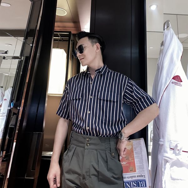daio mens korean british short sleeve lapel striped wash cotton men's slim casual shirt
daio mens korean british short sleeve lapel striped wash cotton men's slim casual shirt