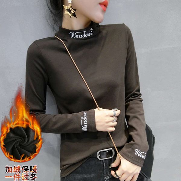 sleeve long trendy t-shirt for thickened women's autumn and winter, Black;gray 
sleeve long trendy t-shirt for thickened women's autumn and winter, Black;gray