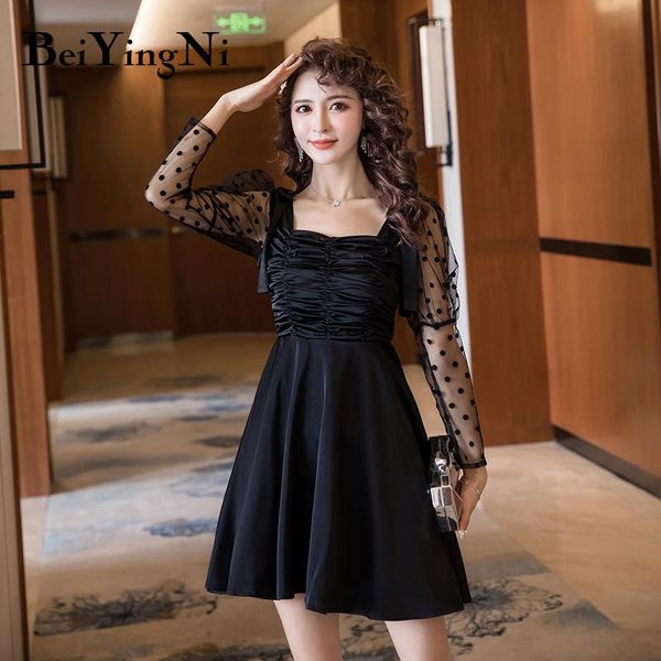 beiyingni patchwork pleated mesh mini dress woman polka dot long sleeve autumn fashion short vestido french elegant dresses lady, Black;gray
beiyingni patchwork pleated mesh mini dress woman polka dot long sleeve autumn fashion short vestido french elegant dresses lady, Black;gray