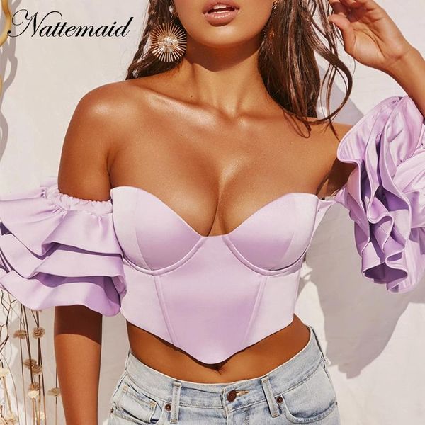 nattemaid cute purple off shouler crop v neck ruffles backless tube t-shirt back zipper club party women summer, White
nattemaid cute purple off shouler crop v neck ruffles backless tube t-shirt back zipper club party women summer, White