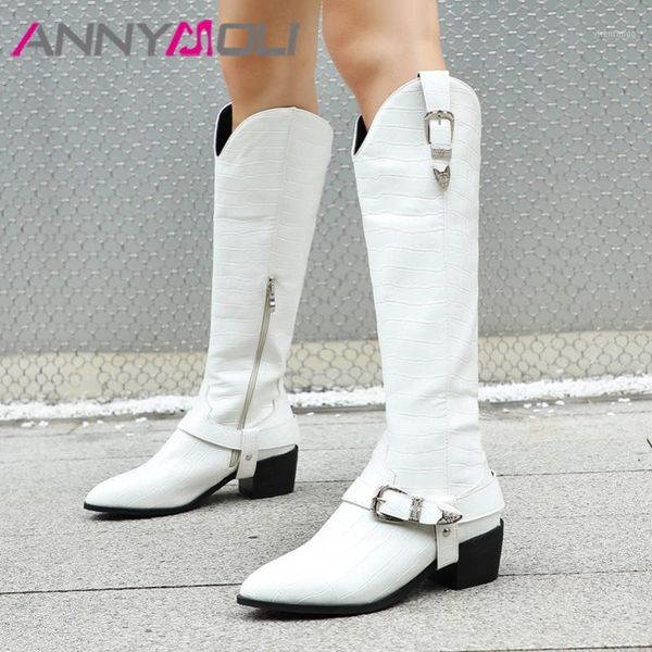 annymoli women western boots shoes pointed toe block heels knee high boots buckle zip long autumn winter black golden 431
annymoli women western boots shoes pointed toe block heels knee high boots buckle zip long autumn winter black golden 431