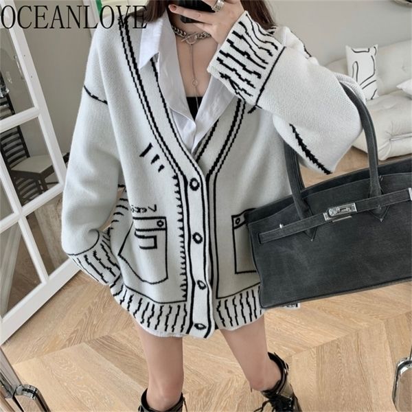 oceanlove cardigans women sweaters print v neck loose vintage loose autumn winter mujer chaqueta korean clothes 18953 201221, White;black
oceanlove cardigans women sweaters print v neck loose vintage loose autumn winter mujer chaqueta korean clothes 18953 201221, White;black