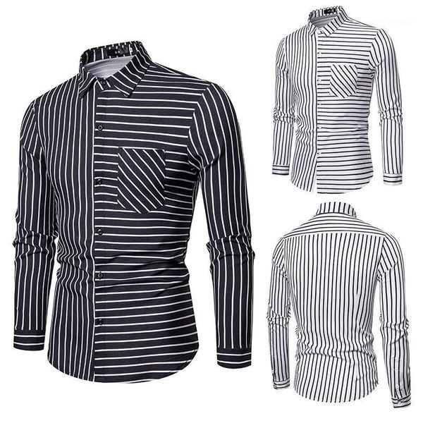 men's casual shirts men's long sleeve pointed collar striped slim fashion trend simple versatile work shirt1, White;black
men's casual shirts men's long sleeve pointed collar striped slim fashion trend simple versatile work shirt1, White;black