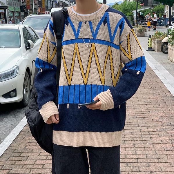 geometric knitwear men's sweater pullover preppy style student boy sweaters, White;black
geometric knitwear men's sweater pullover preppy style student boy sweaters, White;black