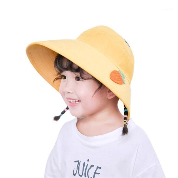 baby boys girls hats toddler cartoon plaid bucket caps reversible sun hat uv protection spring summer1, Yellow
