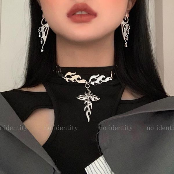 independent design flame cross cool european and american street exaggerated anti-allergy necklace female, Golden;silver
independent design flame cross cool european and american street exaggerated anti-allergy necklace female, Golden;silver