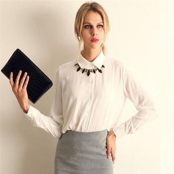 women's blouses & shirts women spring autumn long sleeve solid color blouse casual turn-down collar style loose chiffon shirt1, White
women's blouses & shirts women spring autumn long sleeve solid color blouse casual turn-down collar style loose chiffon shirt1, White