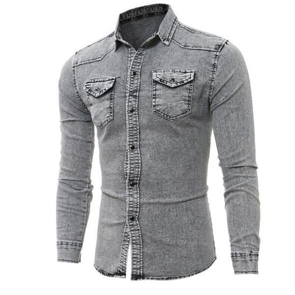 men's casual shirts mens denim long sleeve summer stylish wash slim fit 2 color vintage, White;black
men's casual shirts mens denim long sleeve summer stylish wash slim fit 2 color vintage, White;black