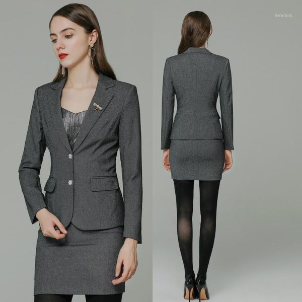 women's office work clothes professional women's business suit with skirt and jacket coat style autumn winter coat gre1, White
women's office work clothes professional women's business suit with skirt and jacket coat style autumn winter coat gre1, White