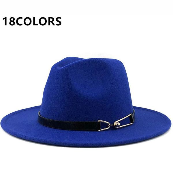 women winter wide brim fedora hat black belt with metal buckle panama fedoras fashion jazz hat 56-58cm wholesale, Blue;gray
women winter wide brim fedora hat black belt with metal buckle panama fedoras fashion jazz hat 56-58cm wholesale, Blue;gray