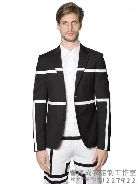 s-5xl 2021 new men's clothing gd hair stylist fashion slim geometry color matching suit coat plus size singer costumes1, White;black
s-5xl 2021 new men's clothing gd hair stylist fashion slim geometry color matching suit coat plus size singer costumes1, White;black