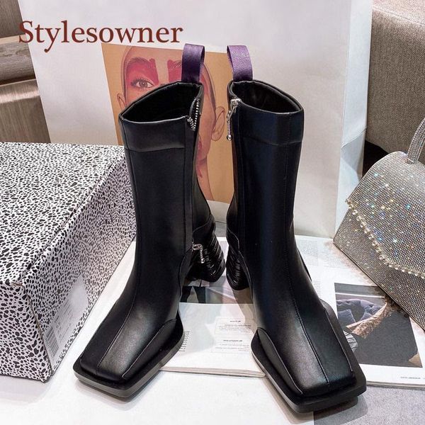 boots 2021 retro square toe side zipper woman fashion genuine leather thick heel thinner mid-tube all-match1, Black
boots 2021 retro square toe side zipper woman fashion genuine leather thick heel thinner mid-tube all-match1, Black