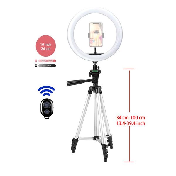 flash heads 26cm led circle fill light selfie ring dimmable lamp tripod with bluetooth remote control for makeup pography ringlight
flash heads 26cm led circle fill light selfie ring dimmable lamp tripod with bluetooth remote control for makeup pography ringlight