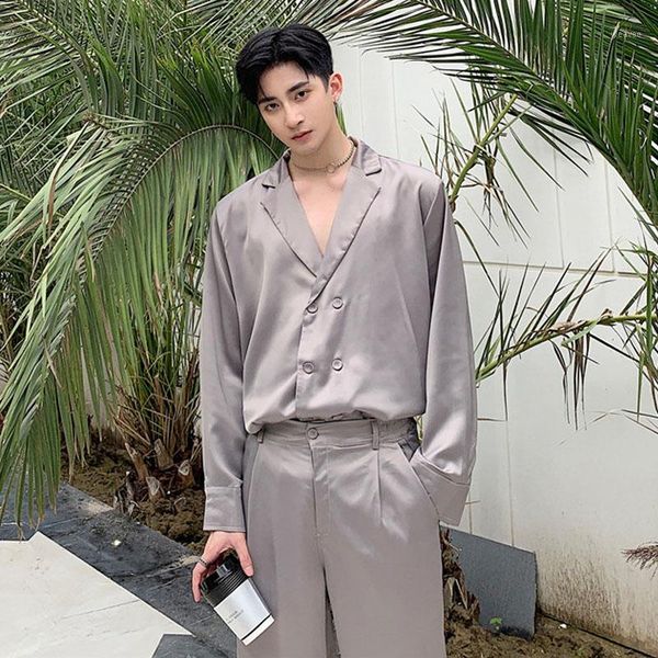 men 2pcs sets (shirt+pants) male vintage fashion long sleeve loose casual shirt style suit jacket streetwear wide leg trousers1, Gray
men 2pcs sets (shirt+pants) male vintage fashion long sleeve loose casual shirt style suit jacket streetwear wide leg trousers1, Gray