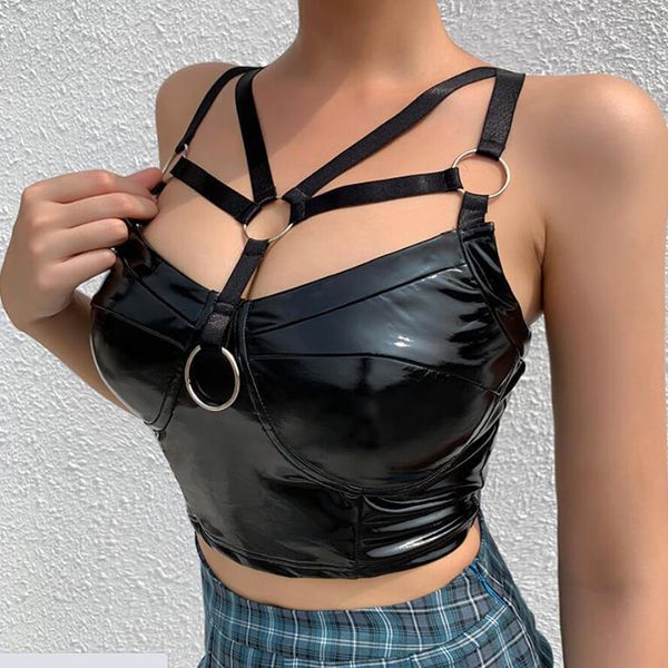 condole female hollow out cross punk rock heavy metal pu belt female tank cool streetwear club fashion, White
condole female hollow out cross punk rock heavy metal pu belt female tank cool streetwear club fashion, White