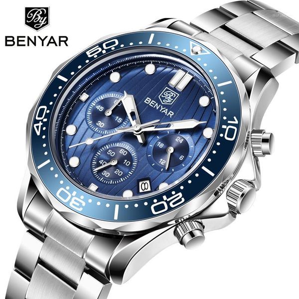 wristwatches 2021 benyar men's watches quartz wristwatch men business chronograph waterproof clock man relogio masculino1, Slivery;brown
wristwatches 2021 benyar men's watches quartz wristwatch men business chronograph waterproof clock man relogio masculino1, Slivery;brown