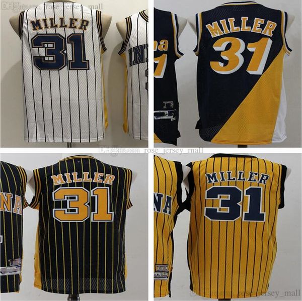 retro basketball reggie 31 miller jersey stitched white black yellow stripe jerseys, Black;red
retro basketball reggie 31 miller jersey stitched white black yellow stripe jerseys, Black;red