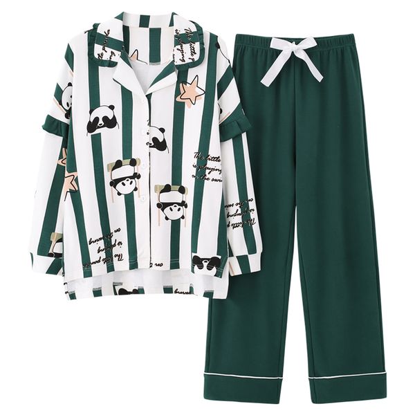 panda cute print womens pajamas set ladies cotton homewear full length sleepwear 201102, Black;red
panda cute print womens pajamas set ladies cotton homewear full length sleepwear 201102, Black;red