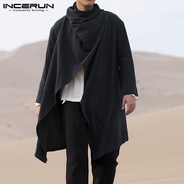 incerun vintage men trench coats cotton solid turtleneck casual long sleeve outerwear street irregular jackets men ponchos cloak, Tan;black
incerun vintage men trench coats cotton solid turtleneck casual long sleeve outerwear street irregular jackets men ponchos cloak, Tan;black