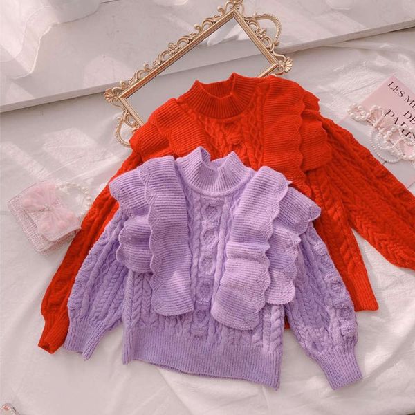 2020 winter new children's wear girl big lapel thickened knitted sweater, Blue 
2020 winter new children's wear girl big lapel thickened knitted sweater, Blue