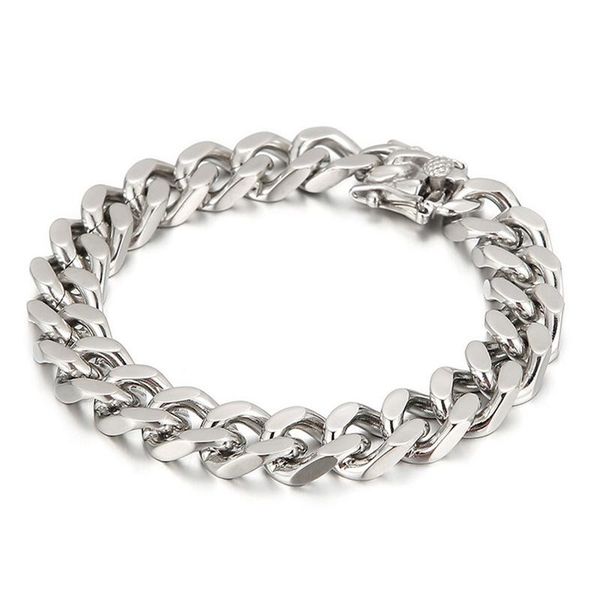 link, chain 12mm wide punk stainless steel miami curb cuban bracelets dragon casting clasp bangle hiphop biker jewelry men bracelet, Black
link, chain 12mm wide punk stainless steel miami curb cuban bracelets dragon casting clasp bangle hiphop biker jewelry men bracelet, Black